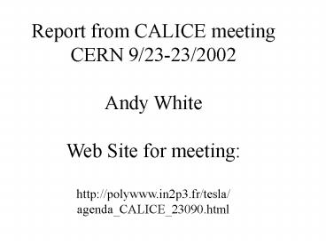 Report from CALICE meeting