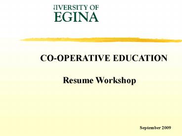 University of Regina Cooperative Education