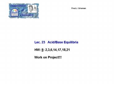 Lec' 23 AcidBase Equilibria