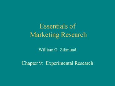 Essentials of Marketing Research William G' Zikmund