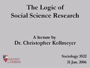 The Logic of Social Science Research presentation | free to view