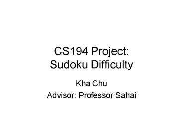CS194 Project: Sudoku Difficulty
