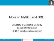 More on MySQL and SQL