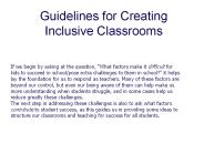 Guidelines for Creating Inclusive Classrooms