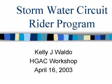 Storm Water Circuit Rider Program
