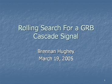 Rolling Search For a GRB Cascade Signal