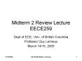Midterm 2 Review Lecture EECE259 PowerPoint PPT Presentation
