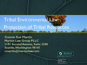 Tribal Environmental Law: