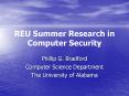 REU Summer Research in Computer Security PowerPoint PPT Presentation