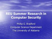 REU Summer Research in Computer Security