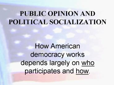 PUBLIC OPINION AND POLITICAL SOCIALIZATION