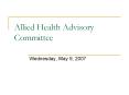 Allied Health Advisory Committee PowerPoint PPT Presentation