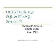 OCL3 Oracle 10g: SQL