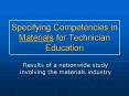 Specifying Competencies in Materials for Technician Education PowerPoint PPT Presentation