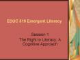 EDUC 519 Emergent Literacy PowerPoint PPT Presentation