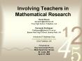 Involving Teachers in Mathematical Research PowerPoint PPT Presentation