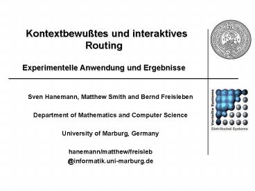 Kontextbewutes und interaktives Routing Experimentelle Anwendung und Ergebnisse