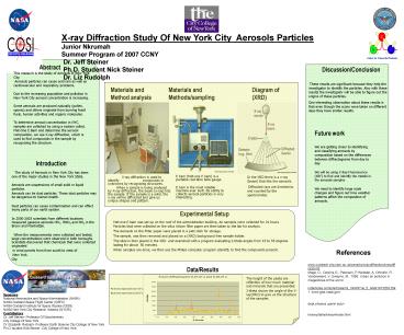 X-ray Diffraction Study Of New York City Aerosols Particles
