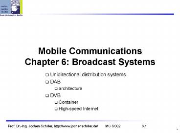 Prof' Dr'Ing' Jochen Schiller, http:www'jochenschiller'deMC SS026'1