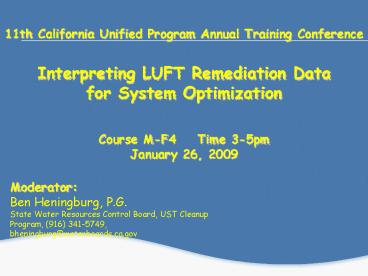 11th California Unified Program Annual Training Conference