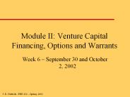 Module II: Venture Capital Financing, Options and Warrants
