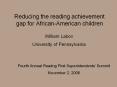 Reducing the reading achievement gap for African-American children PowerPoint PPT Presentation
