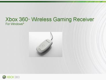 Xbox 360TM Wireless Gaming Receiver For Windows