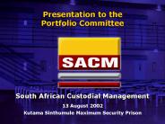 Presentation to the Portfolio Committee