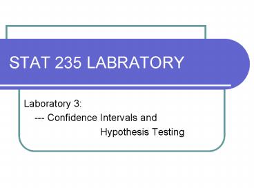 STAT 235 LABRATORY