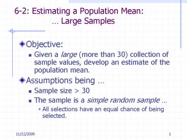 62: Estimating a Population Mean: Large Samples