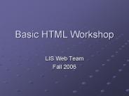 Basic HTML Workshop