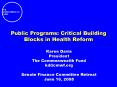 Public Programs: Critical Building Blocks in Health Reform PowerPoint PPT Presentation