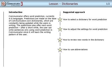 Lesson Dictionaries