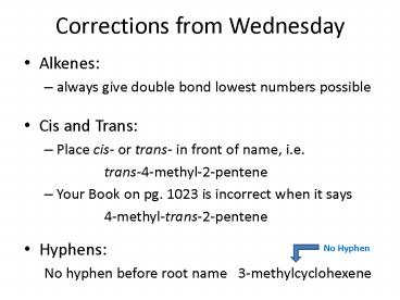 Corrections from Wednesday