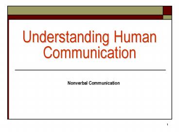 Nonverbal Communication