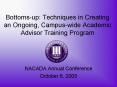 Bottomsup: Techniques in Creating an Ongoing, Campuswide Academic Advisor Training Program PowerPoint PPT Presentation