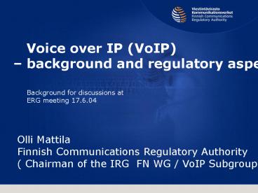 Voice over IP VoIP