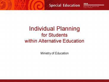 Individual Planning for Students within Alternative Education
