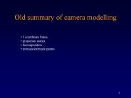 Old summary of camera modelling