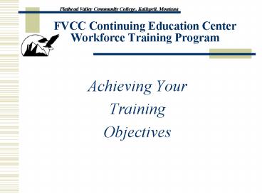 FVCC Continuing Education Center Workforce Training Program