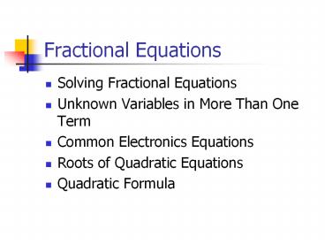 Fractional Equations