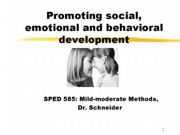 Promoting social, emotional and behavioral development
