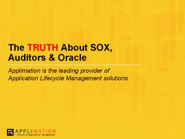 The TRUTH About SOX, Auditors