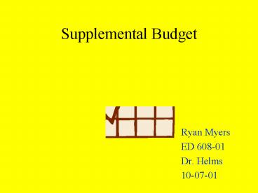 Supplemental Budget