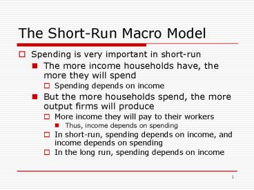 The ShortRun Macro Model