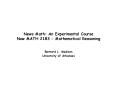 News Math: An Experimental Course Now MATH 2183 Mathematical Reasoning PowerPoint PPT Presentation