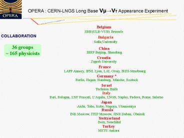 OPERA : CERN-LNGS Long Base ?