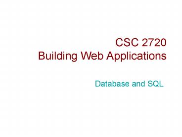 CSC 2720 Building Web Applications