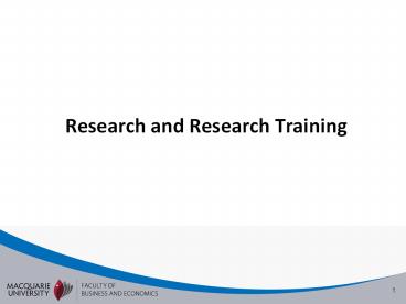 Research and Research Training