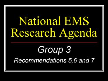 National EMS Research Agenda